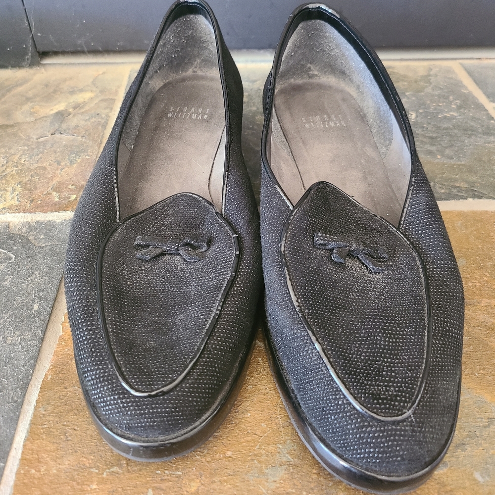 Stuart Weitzman Black and Grey Creampuff loafers/flats size 10
